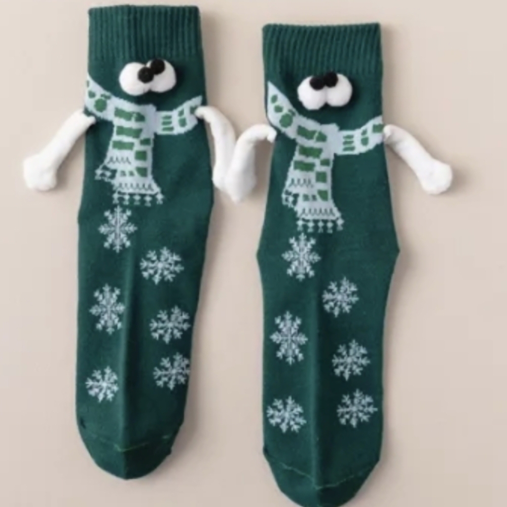 Green Snowflake Socks